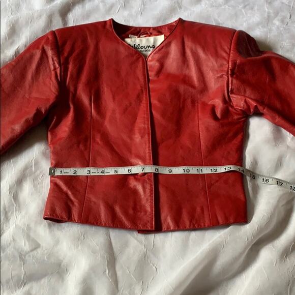 Vintage 80s Wilsons red fitted genuine leather jacket, small - Picture 3 of 8